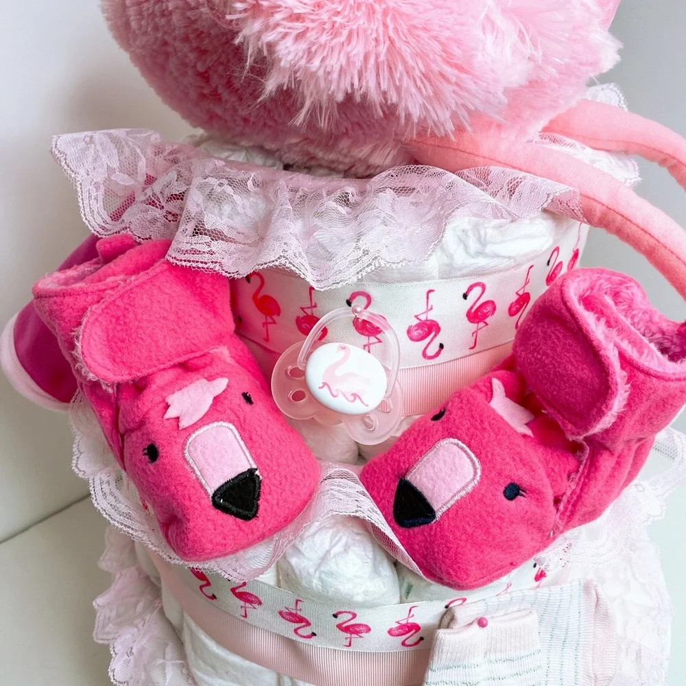 Flamingo Diaper Cake, Baby Shower Gift
